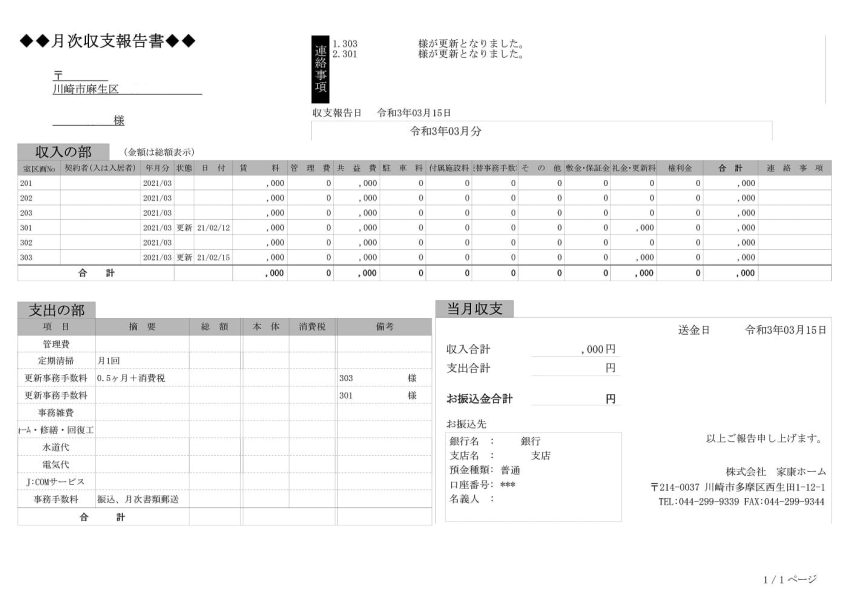 月次報告書